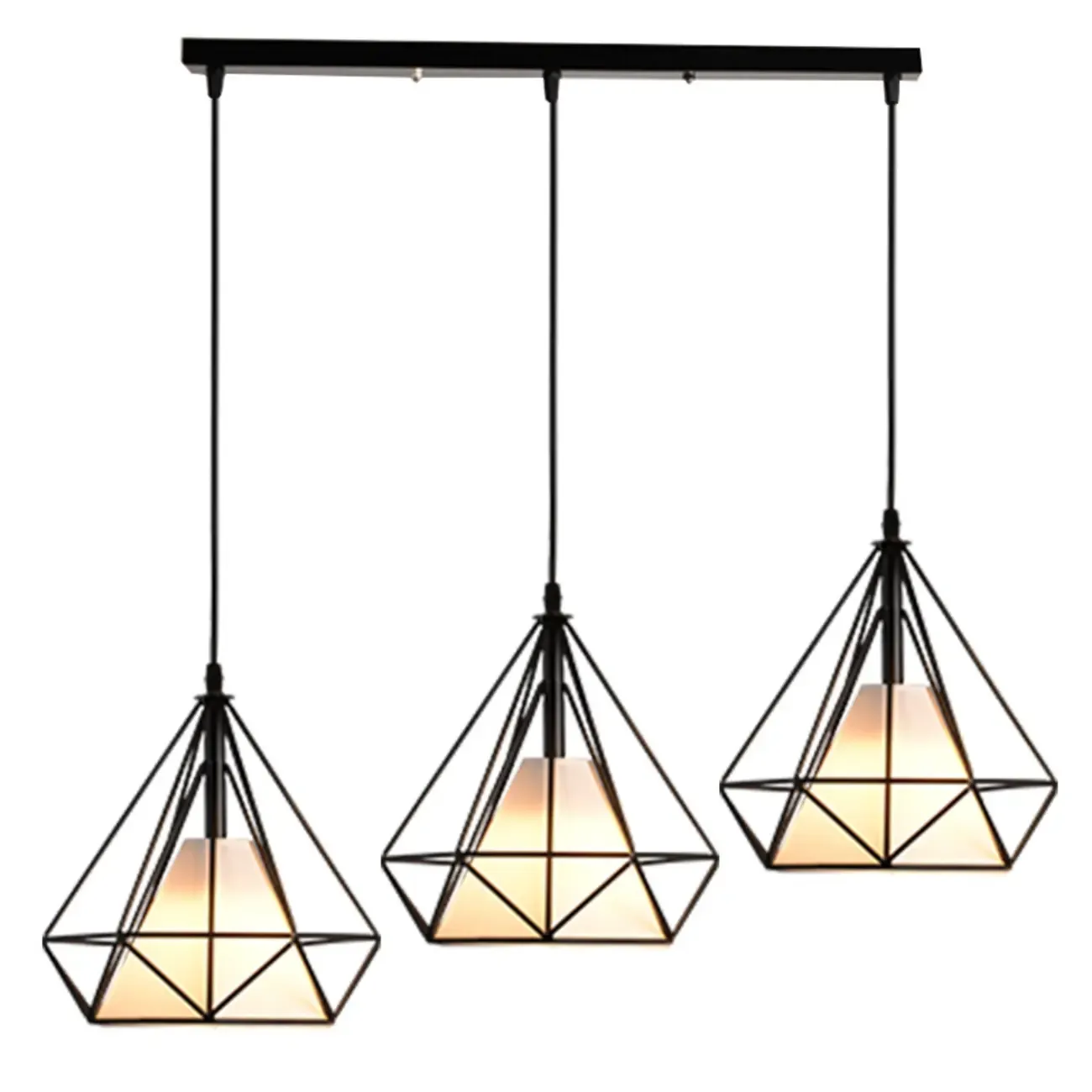3-Light Geometric Metal Black Islands Pendant Light