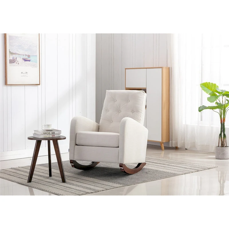 High Back Rocking Chair Nursery Chair, Padded Seat Armchair