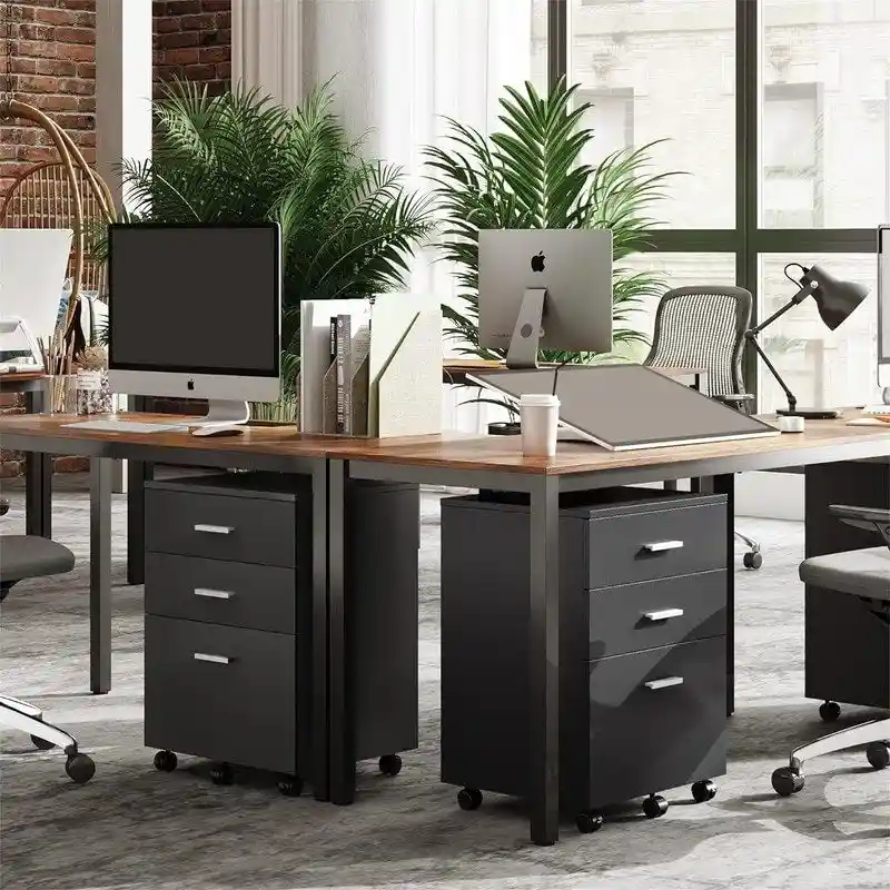 3 Drawer Wood Mobile File Cabinet