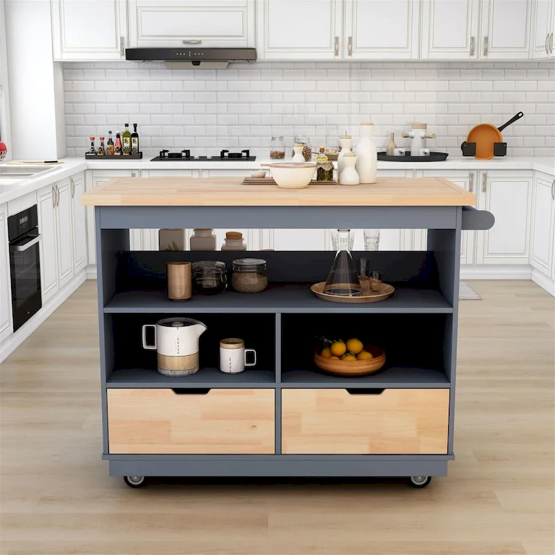 Two-sided Kitchen island Cart on Wheels by