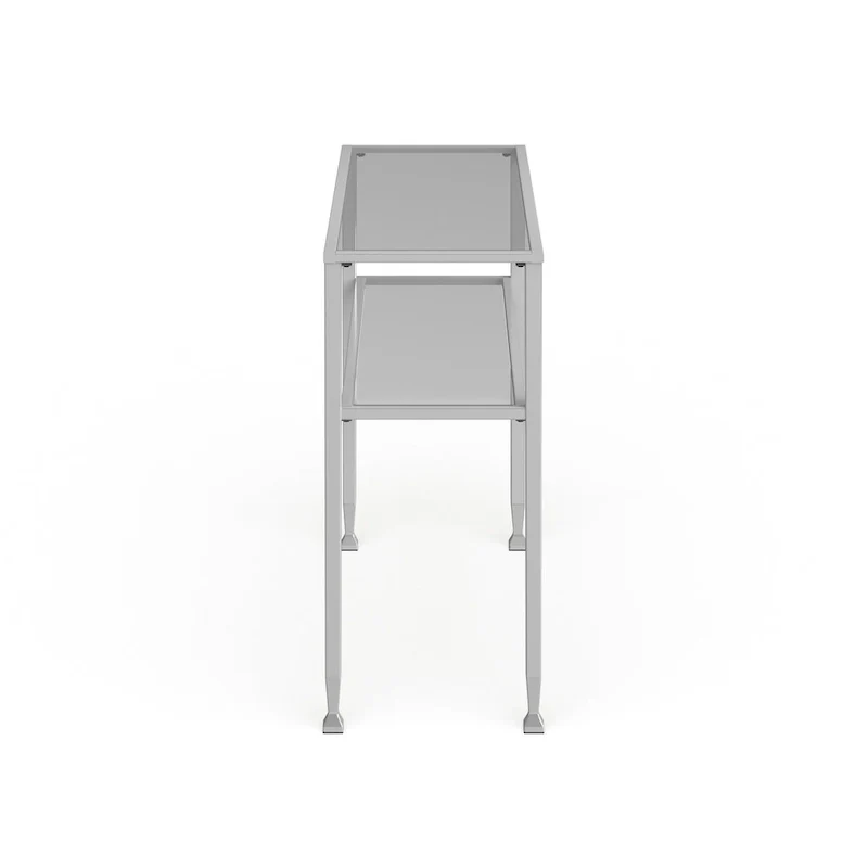 SEI Furniture Price Matte Gold Metal Console Table with Shelf and Tempered Glass