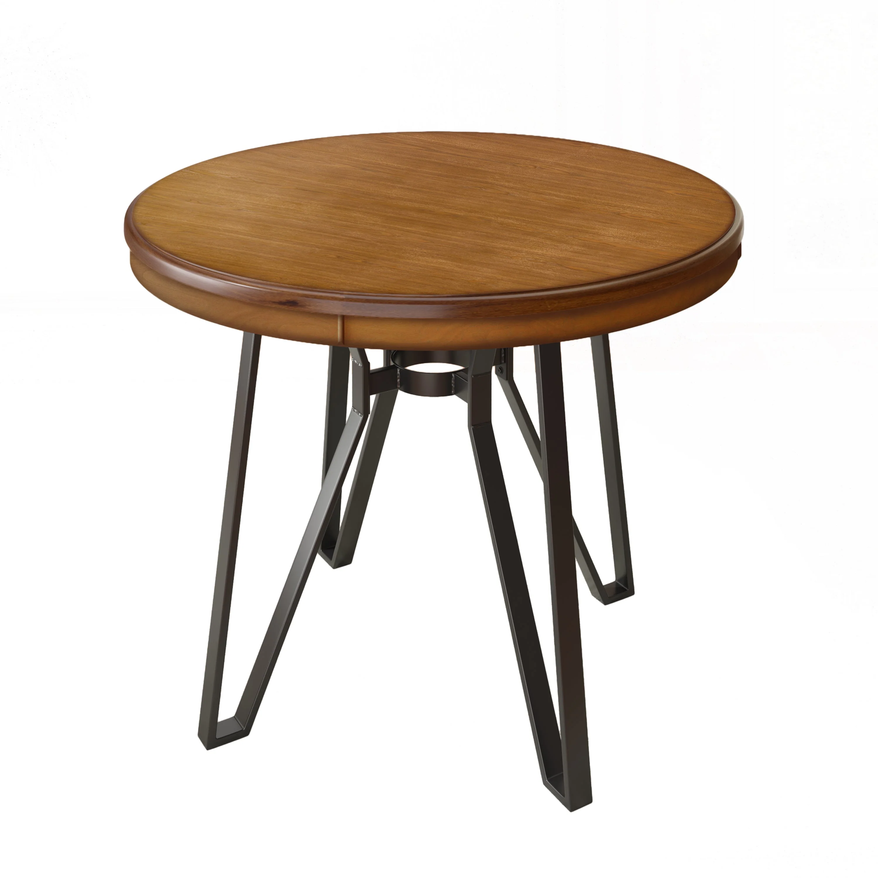 Mid-Century Modern Round Bar Table with Metal Hairpin Legs & Storage Shelf