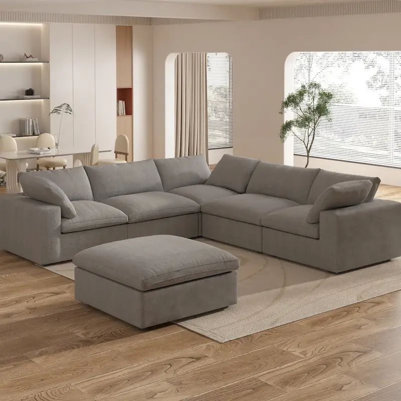 Widen Down Filled 5-Piece Sectional and Ottoman