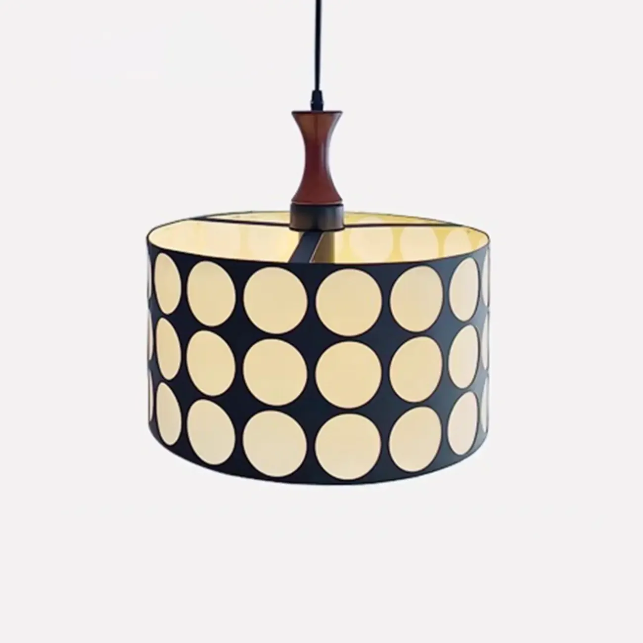 French Style Black White Round Pendant Lamp for Living Room