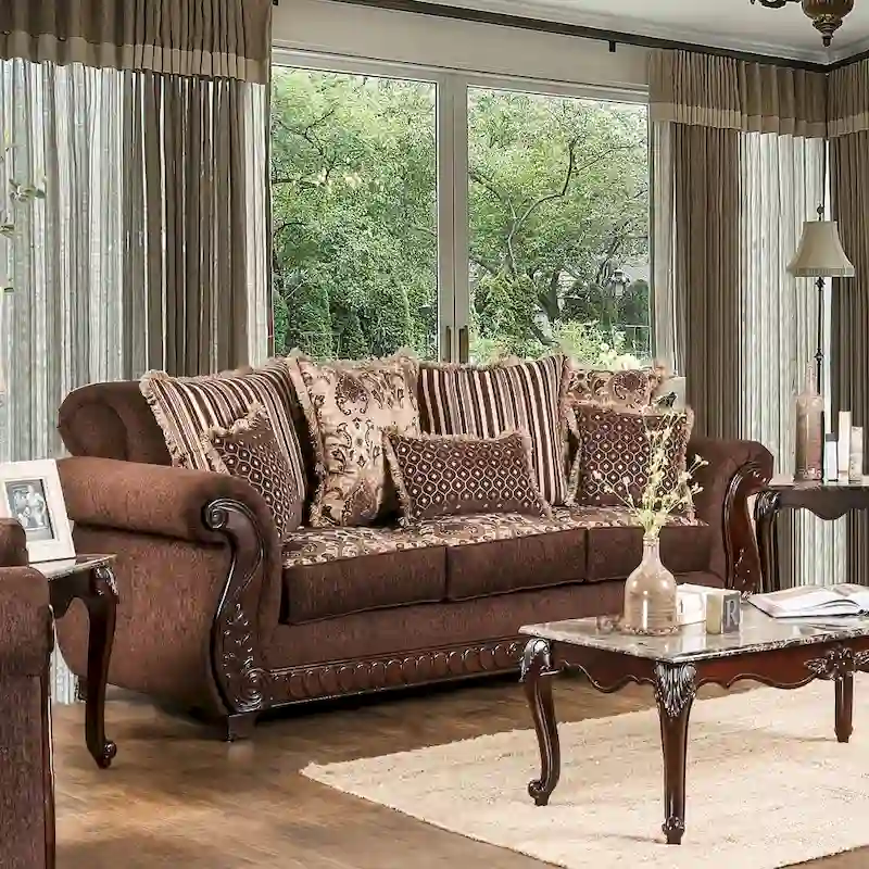 Traditional upholstered roll-up armchair sofa