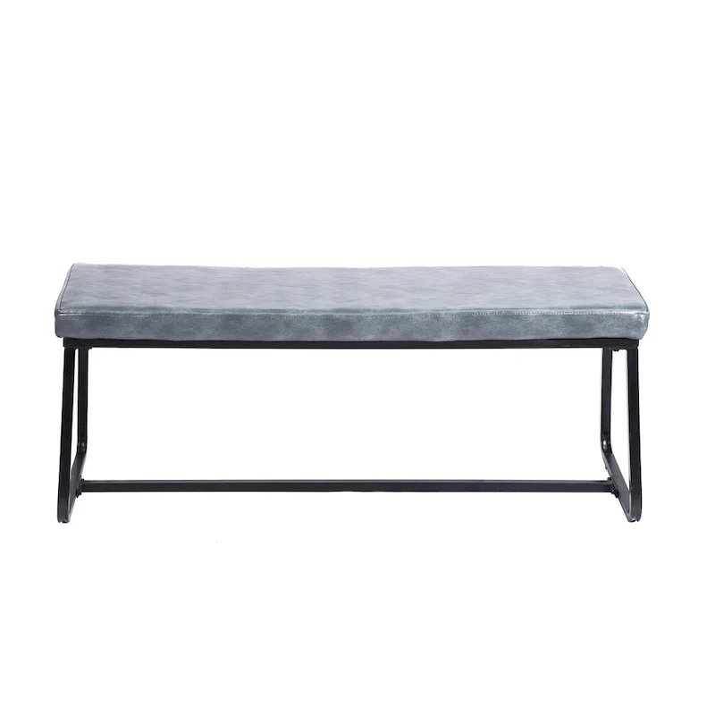 Home Remy Entryway Bench, PU Leather Upholstery, Iron Legs