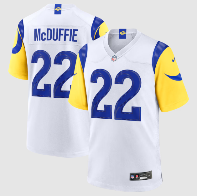 Los Angeles Rams Trent McDuffie Road White Jersey