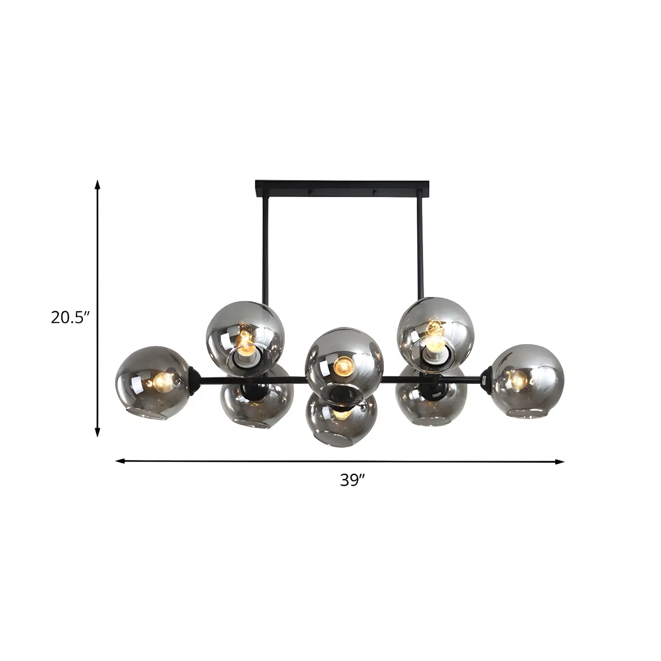 Colonial Black Glass Globe Island Pendant Light