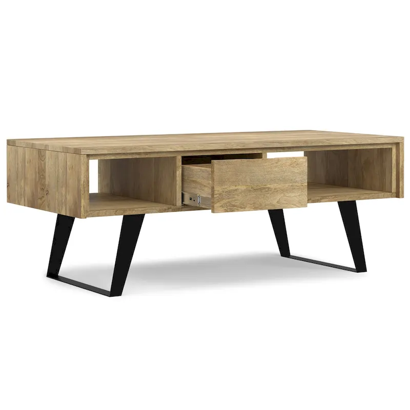 WYNDENHALL Mitchell SOLID WOOD & Metal 48 inch Wide Rectangle Modern Coffee Table - 48 W x 22 D x 18 H