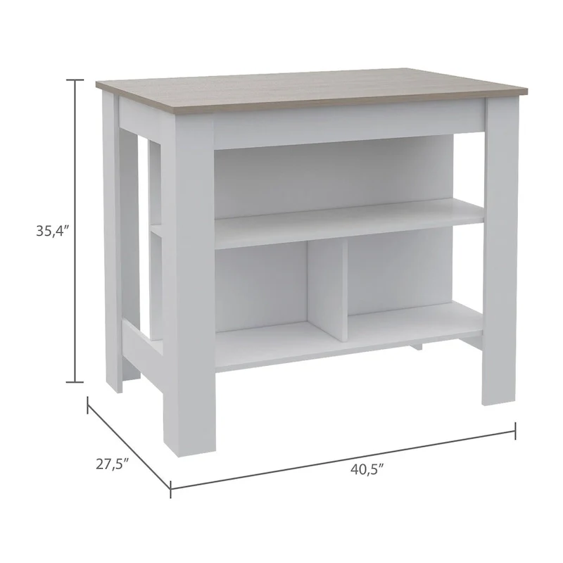 Rockaway 3-Shelf Kitchen Island Dark Brown and Onix