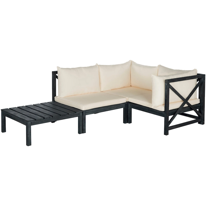 SAFAVIEH Outdoor Living Lynwood Dark Slate Grey/Taupe Sectional - 27W x 27D x 27H