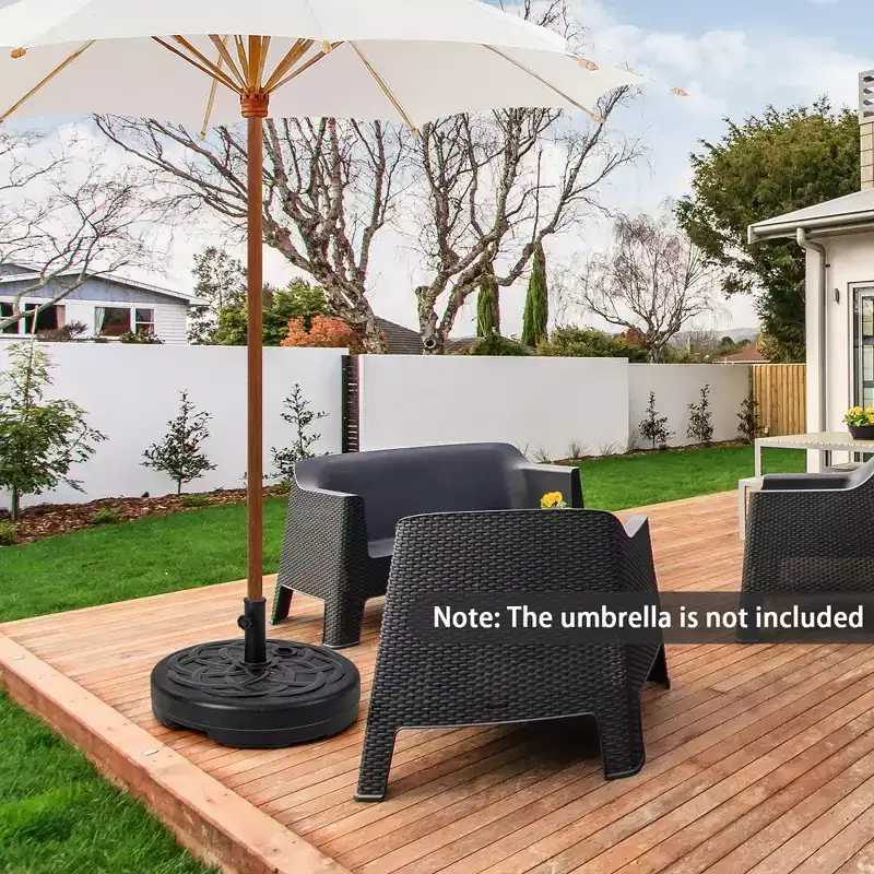 Costway 22'' Patio Fillable Round Umbrella Base Stand Water/Sand Fit Pole 1.5'' & 1.9''