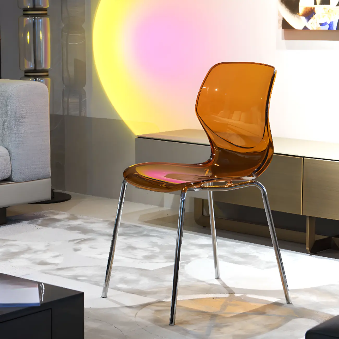 Modern Wingback Plastic Acrylic Dining Chair