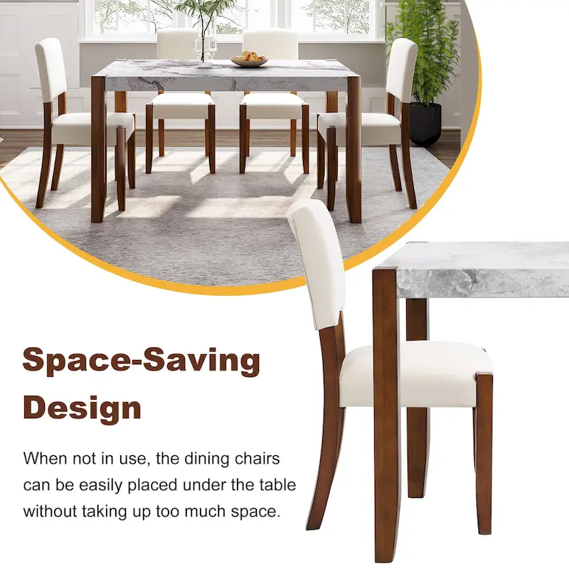 5-Piece Modern Dining Set with Rectangular Table & Chairs