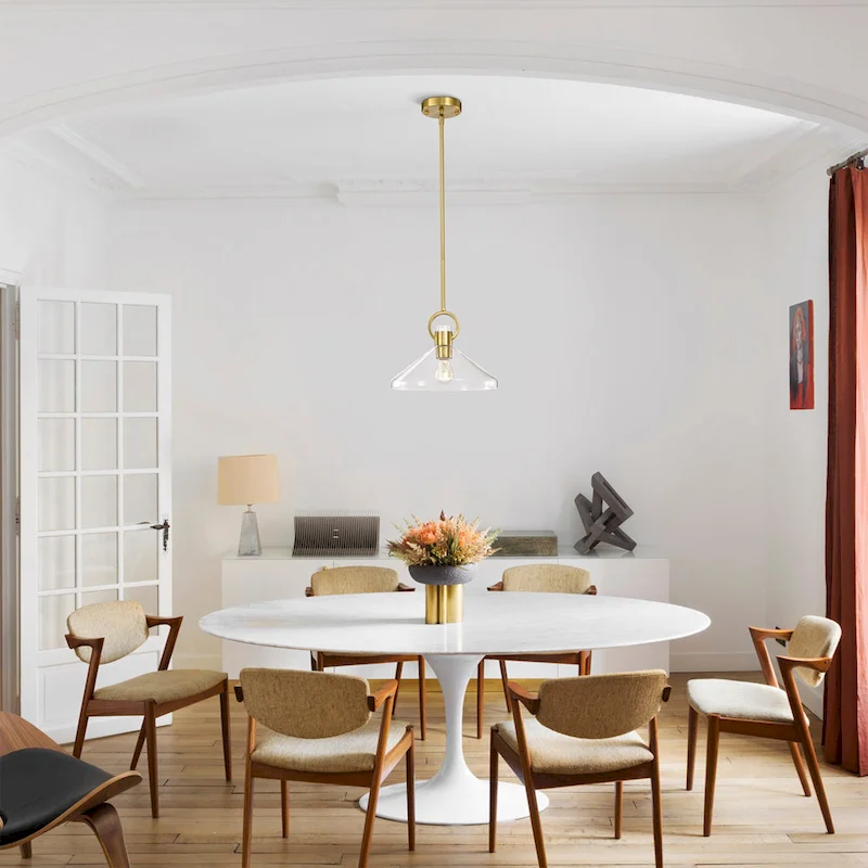 Andros Glass Cone Shade 1-Light Downrod Pendant Light