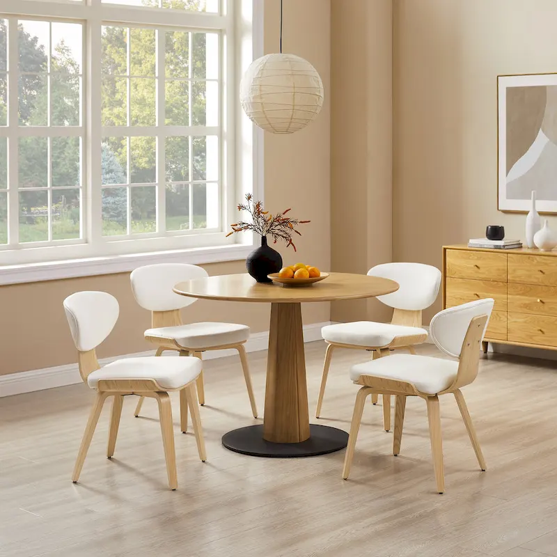 Art Leon Wood and PU Leather Dining Chair (Set of 2).