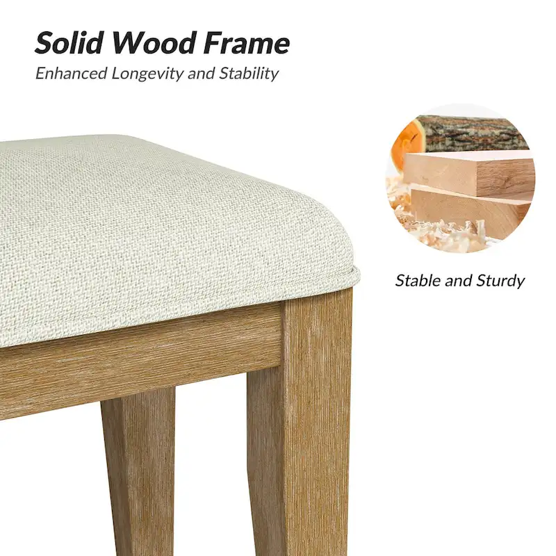 Sandra Rustic Farmhouse Design Solid Wood Dining Bench by HULALA HOME