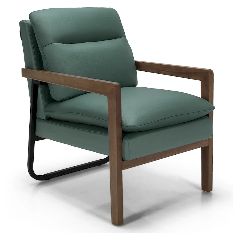 Costway Modern Accent Armchair Lounge Chair w/ Rubber Wood Legs & - 34.5 x 26.5 x 36