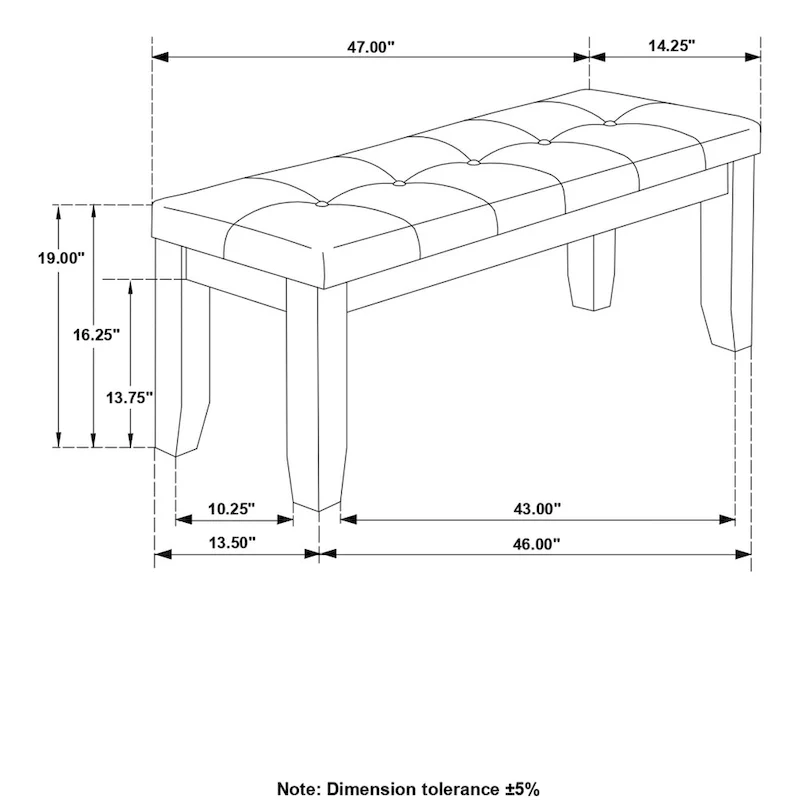 Grey Button-Tufted Upholstered Dining Bench with Walnut Legs – Retro Style