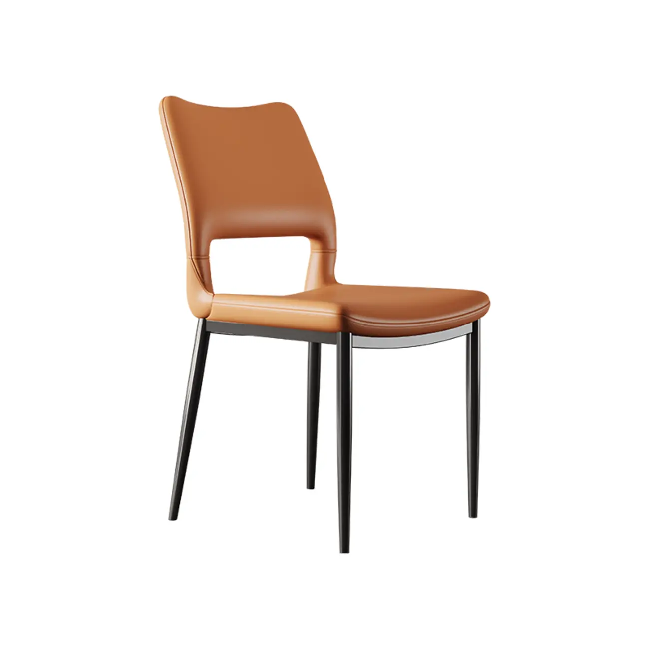 Modern Faux Leather Open Low Back Armless Dining Chair