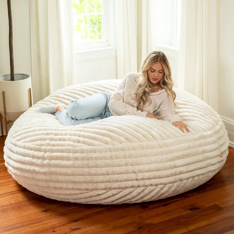 6 Foot Large Bean Bag Chair, Faux Fur