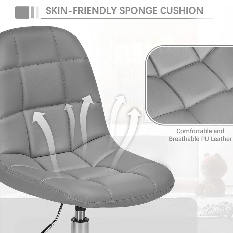 Javlergo Armless Home Office Chair, Height Adjustable Computer Desk Chair with Wheels