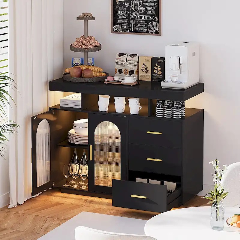 39Wide Sideboard With LED Light - N/A