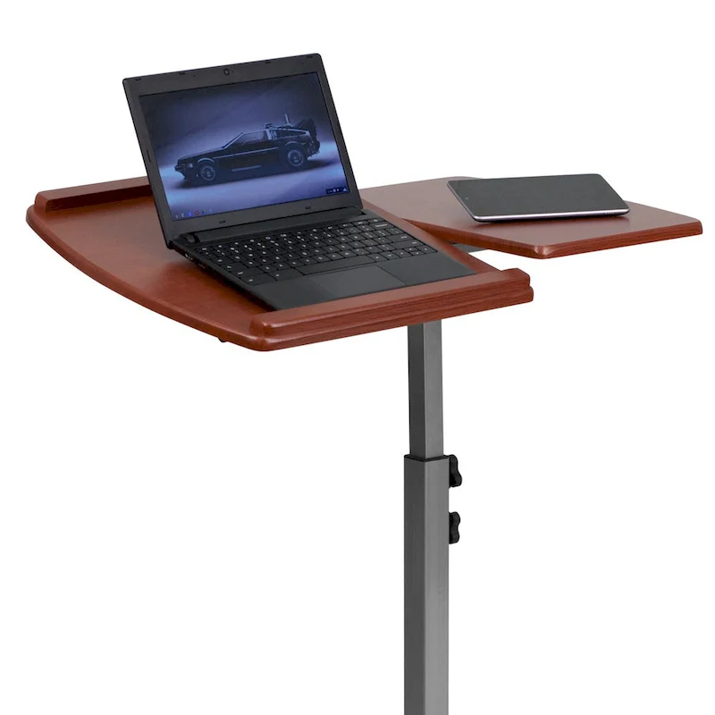 Angle and Height Adjustable Mobile Laptop Computer Table with Cherry Top