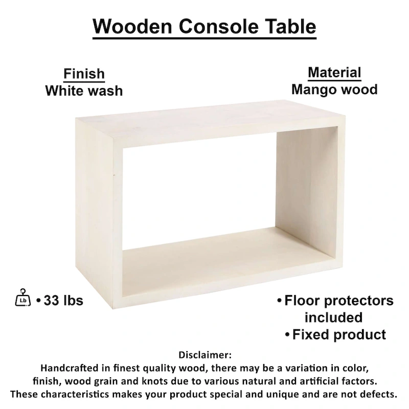 Keli 52 Inch Mango Wood Sideboard Console Table, Open Cube, 1 Shelf