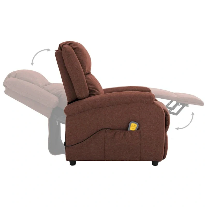 vidaXL Massage Chair Brown Fabric - 71 x 92 x 96 cm