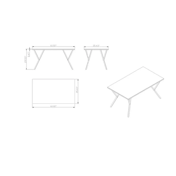 Somette White Starphire 61-inch Glass Dining Table