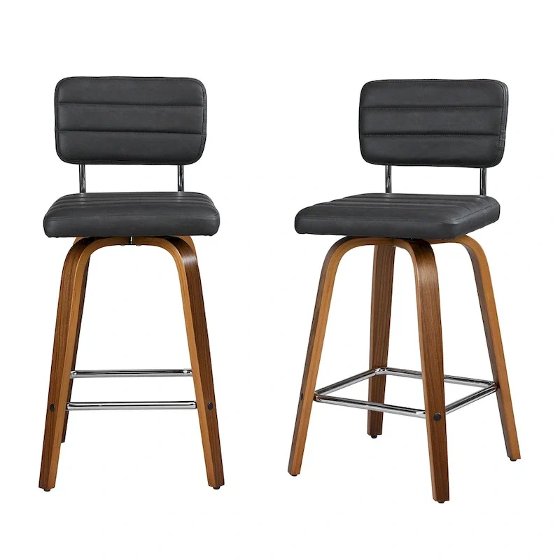 Swivel Counter Height Bar Stool with PU Leather Seat