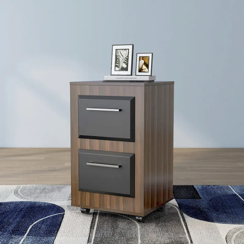 Urban Two-Drawer Mobile File Cabinet with Iron Bar Pulls