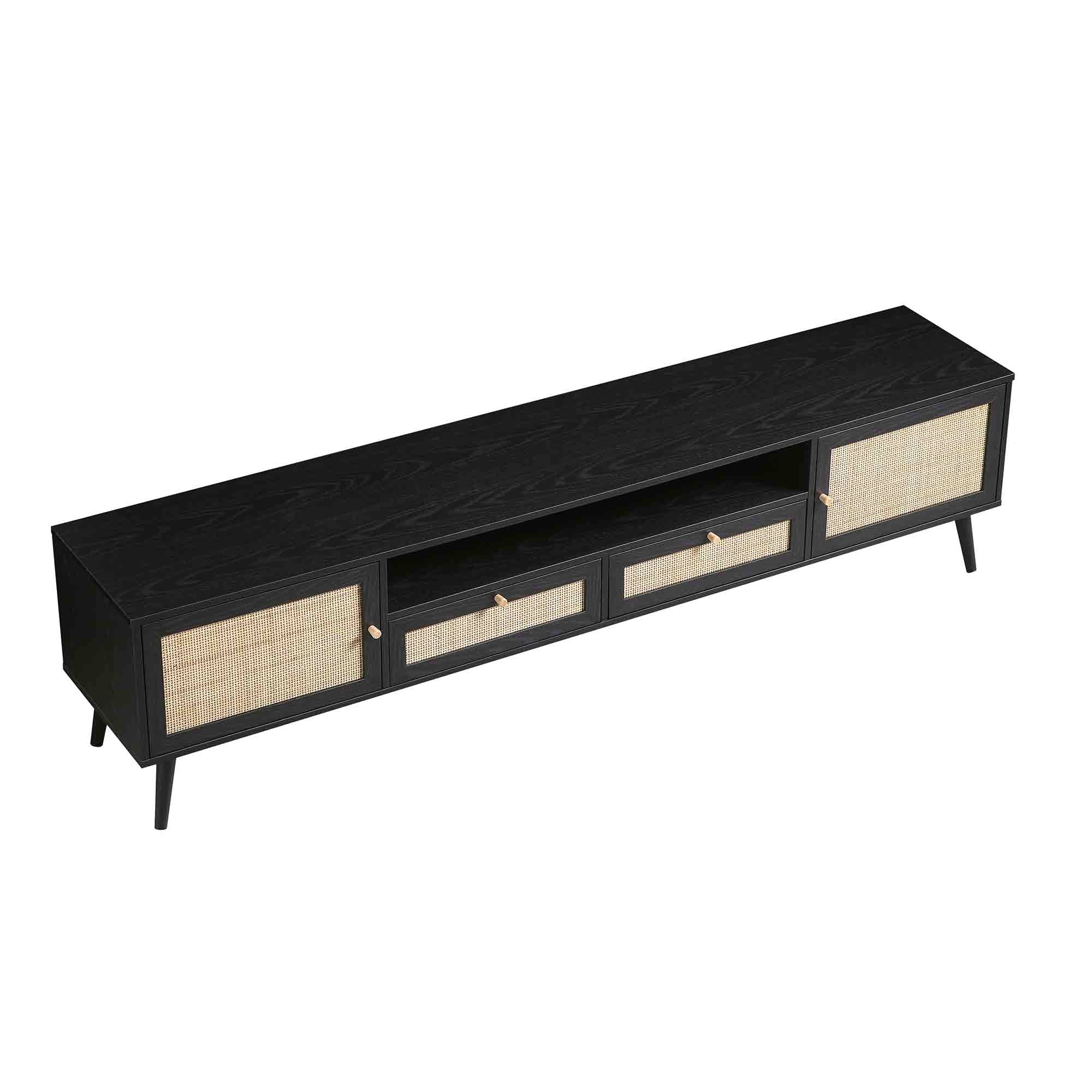 Woven Rattan 79in. Wide TV Unit, Black