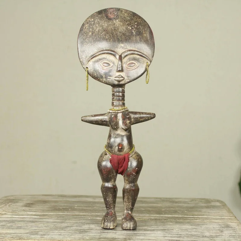 Handmade Fante Fertility Doll III African wood sculpture (Ghana) - 51 x 21 x 13