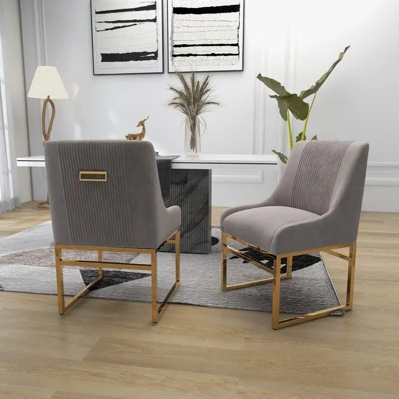 SEYNAR Contempoary Velvet Dining Chair with Metal Frame Legs, set of 4