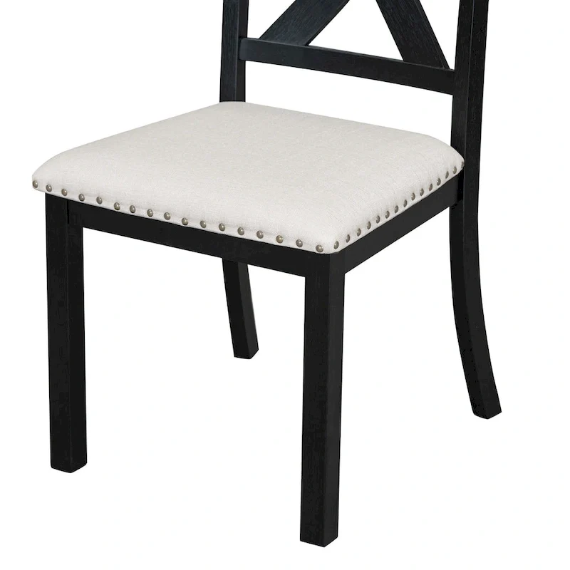 Black 6-Piece Wooden Dining Table Set with Extendable Table & 4 Chairs & Bench