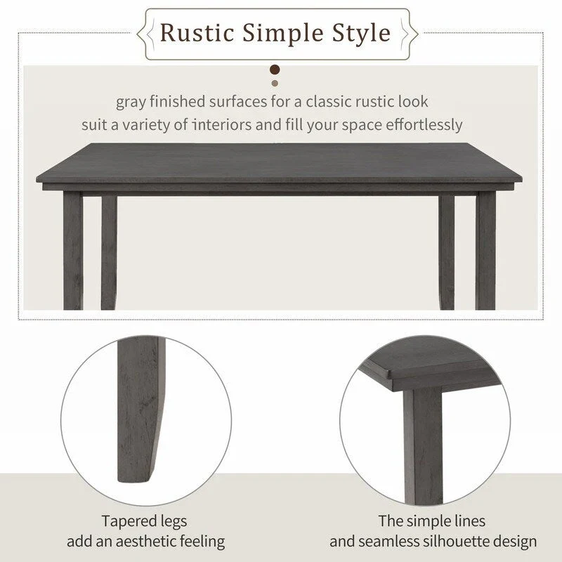 5-piece Farmhouse Dining Set Rectangular Table Chair