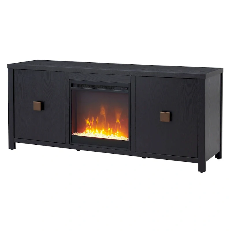 TV Stand with Electric Fireplace - Gray/Black/Brown, 58