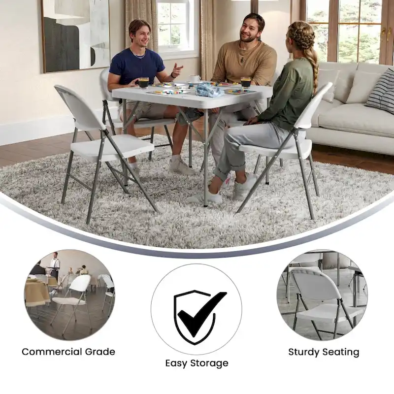 2 PK 330 lb. Capacity Plastic Folding Chair with Charcoal Frame