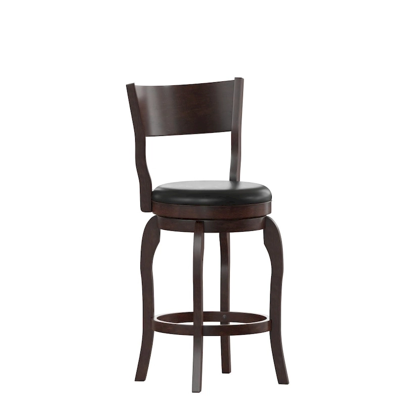 Commercial Upholstered Wooden Swivel Counter Stool