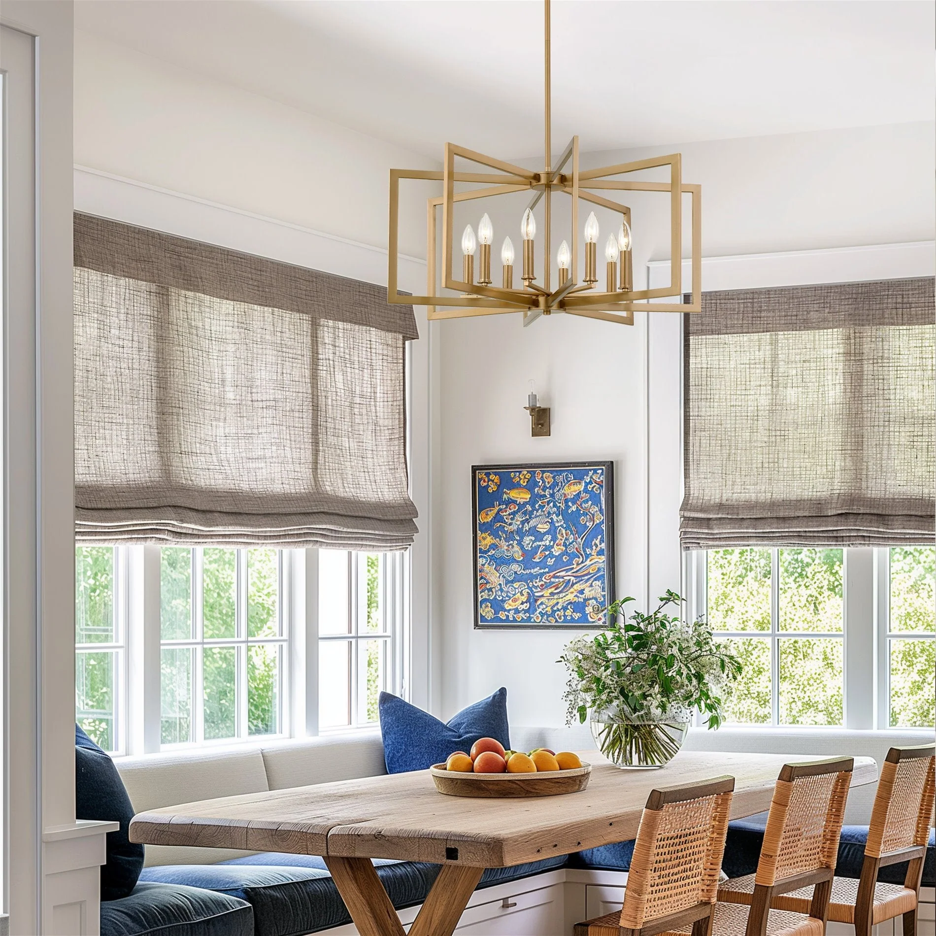 Kira Home Glam 27 8-Light Large Modern Geometric Chandelier, Cool Brass Finish