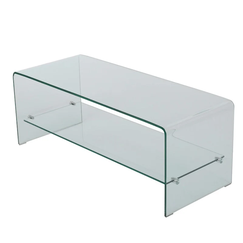 Glass Entertainment TV Console Stand with Shelf