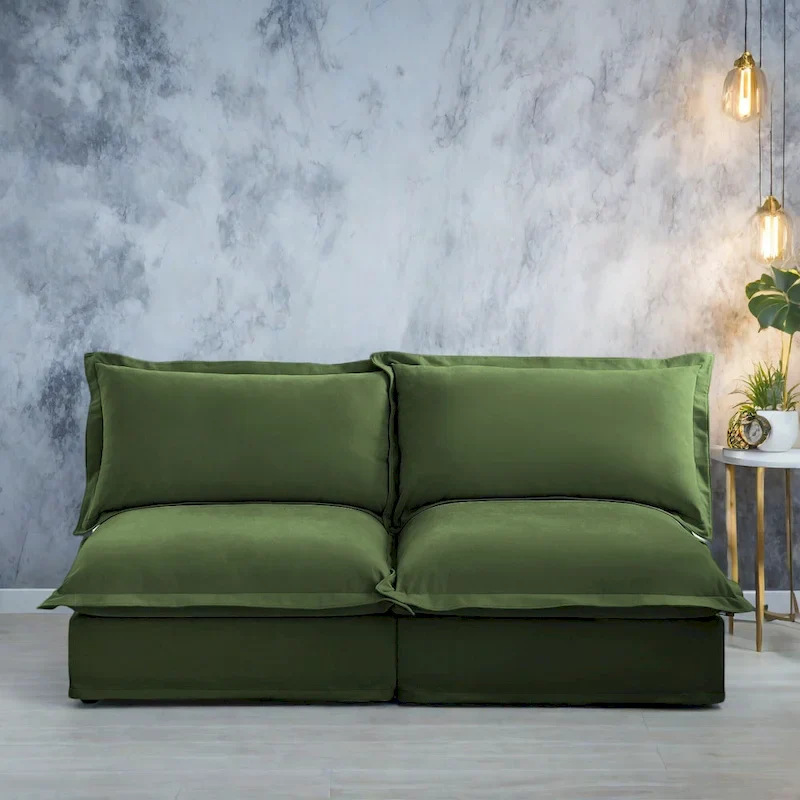 73.2 Chenille Modular 3-Seat Sofa with Removable Washable Covers And Multiple Pillows