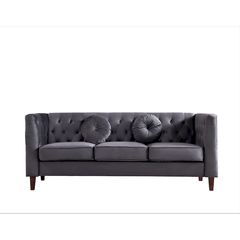 US PRIDE FURNITURE Velvet Classic Chesterfield Sofa with Wood legs
