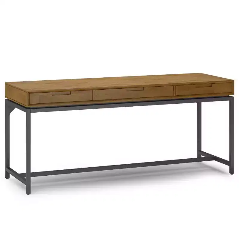 Devlin Wide Mid-Century Desk Medium Saddle Brown - WyndenHall: Executive Office, 72" Width, Integrated File Cabinet