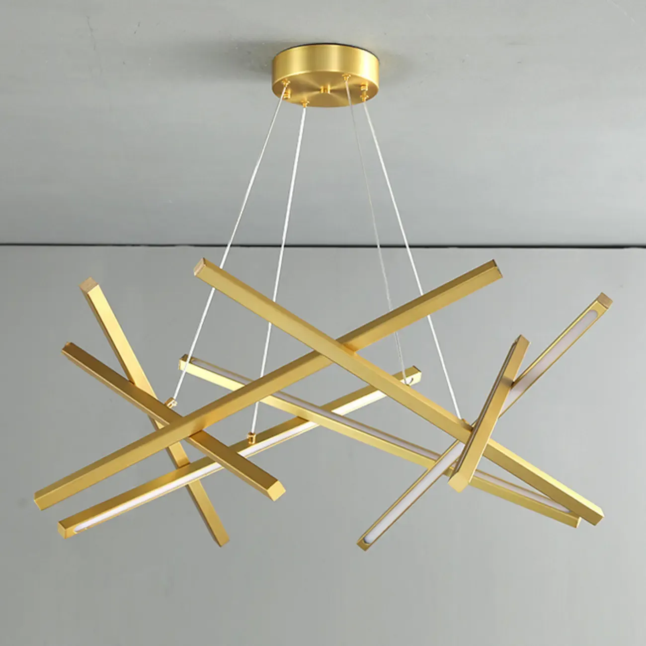Modern Linear LED Chandelier with Geometric Metal Design