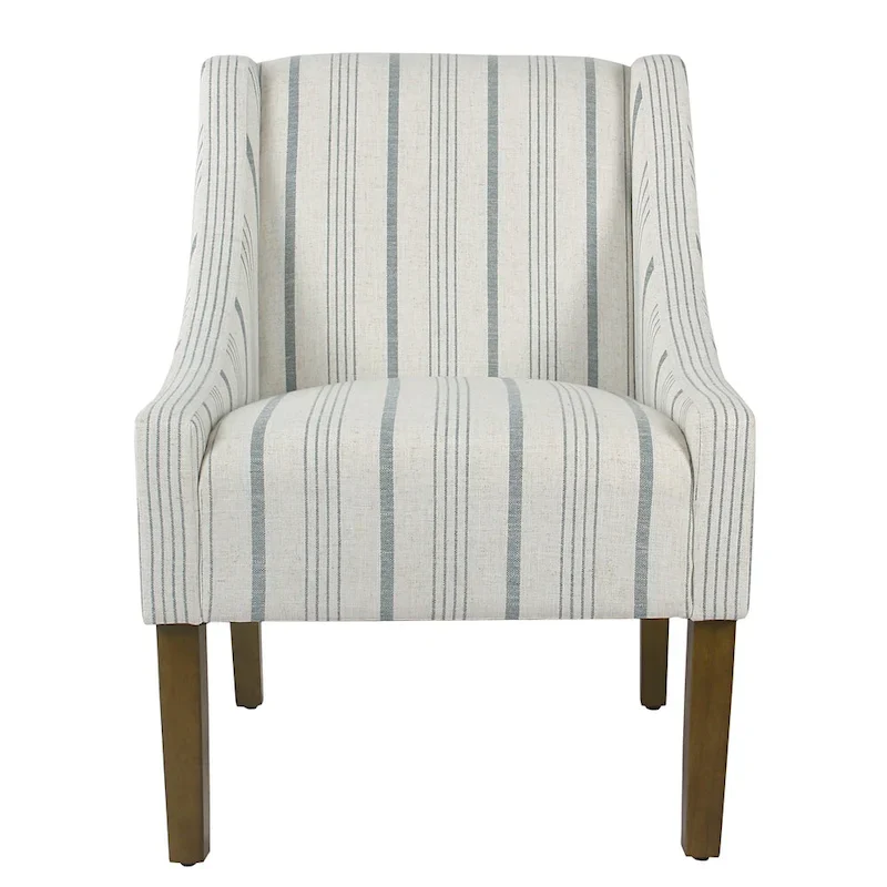 Modern Swoop Accent Chair in Blue Calypso Stripe
