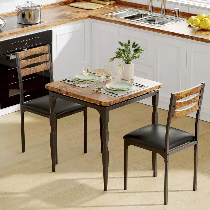 Dining Table Set for 2, Spiral Table Legs, Ergonomic Comfortable Seating, Bar Table Set, for Small Spaces, Kitchen, Apartment