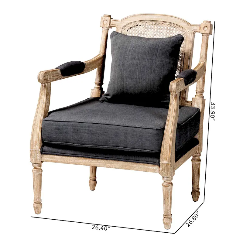 Clemence French Provincial Fabric Upholstered Wood Armchair